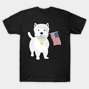 American Flag Westie Dog Love T-Shirt